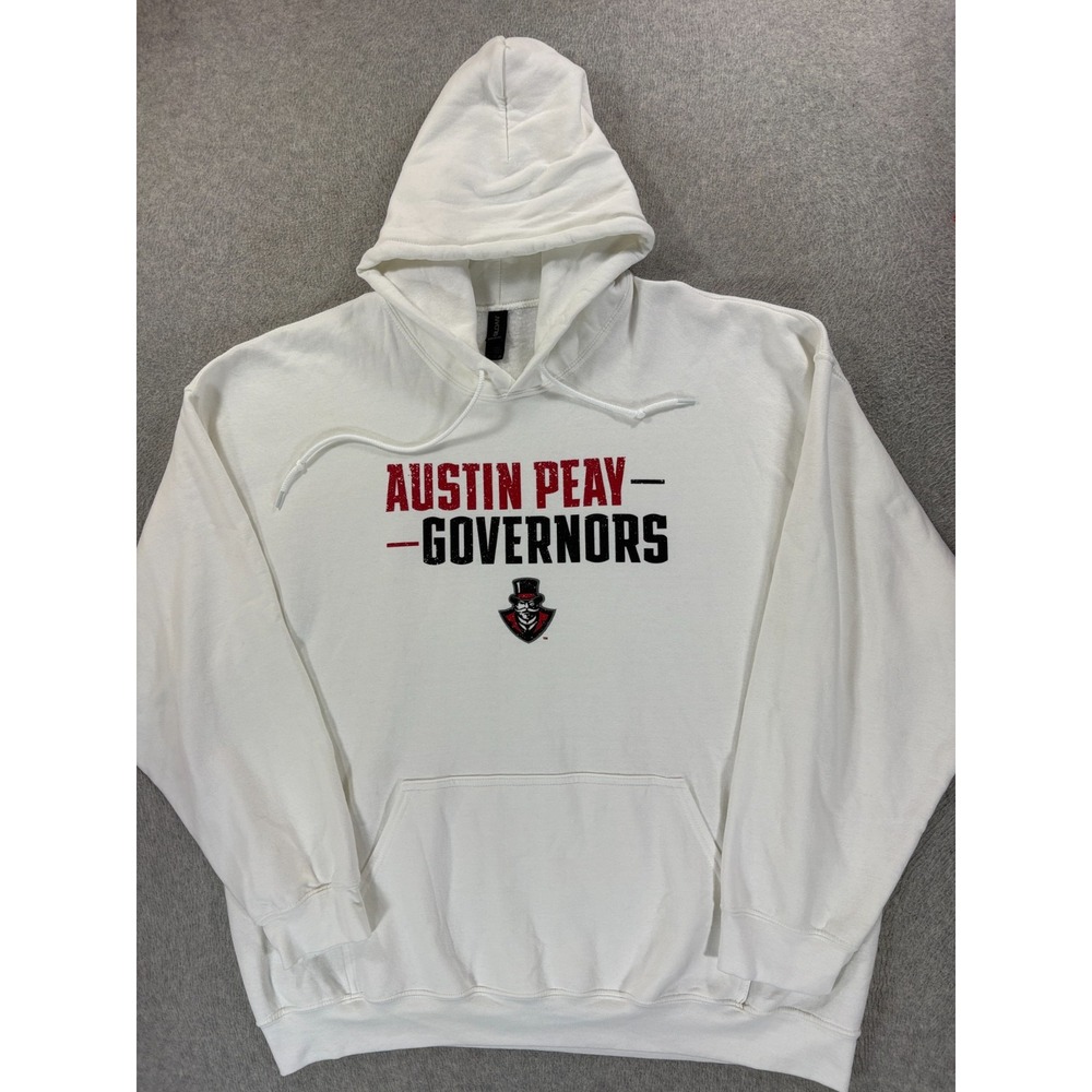 Austin Peay Governors Screened Logo Campus Hoodie Sweatshirt (Men's 2XL) White